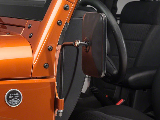 Barricade Rectangular Adventure Mirrors; Textured Black (66-25 Jeep CJ5, CJ7, Wrangler YJ, TJ, JK & JL)
