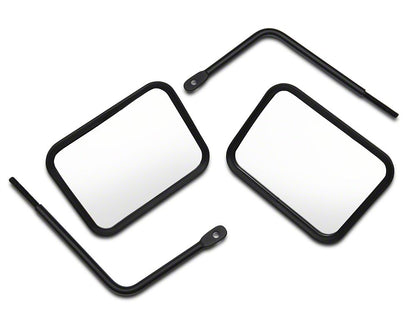 Barricade Rectangular Adventure Mirrors; Textured Black (07-25 Jeep Wrangler JK & JL)