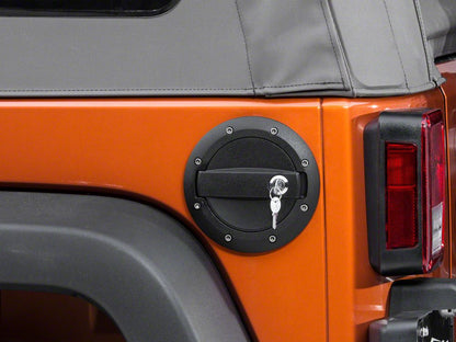 Barricade Locking Fuel Door; Textured Black (07-18 Jeep Wrangler JK)