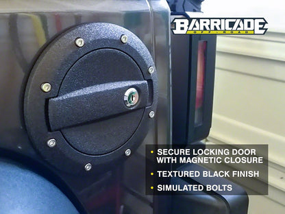 Barricade Locking Fuel Door; Textured Black (07-18 Jeep Wrangler JK)