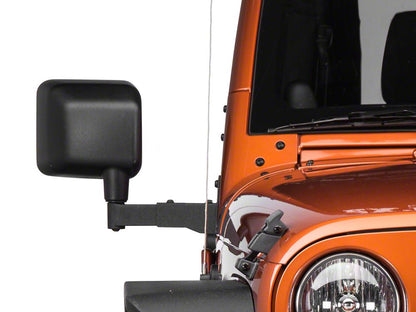 Barricade Side Mirror Relocation Kit; Textured Black (07-18 Jeep Wrangler JK)