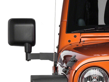 Barricade Side Mirror Relocation Kit; Black (07-18 Jeep Wrangler JK w/o Factory Powered & Heated Mirrors)