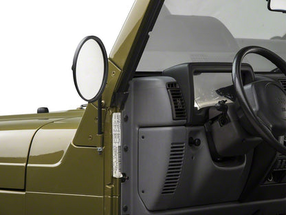 Barricade Round Adventure Mirrors; Textured Black (87-06 Jeep Wrangler YJ & TJ)