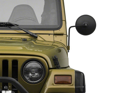 Barricade Round Adventure Mirrors; Textured Black (87-06 Jeep Wrangler YJ & TJ)