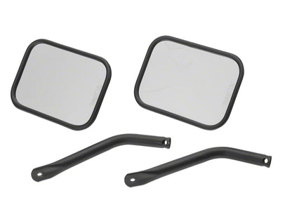 Barricade Quick Release Rectangular Mirrors; Textured Black (07-18 Jeep Wrangler JK)