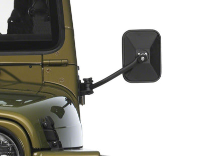 Barricade Quick Release Rectangular Mirrors; Textured Black (97-06 Jeep Wrangler TJ)