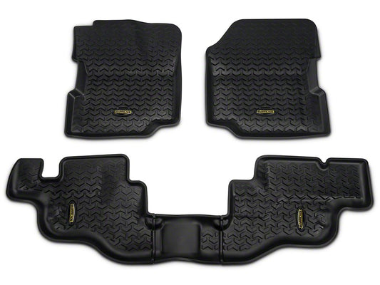 Barricade Front and Rear Floor Mats; Black (87-95 Jeep Wrangler YJ)