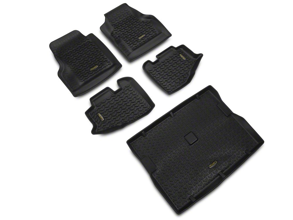 Barricade Front, Rear and Cargo Floor Mats; Black (97-06 Jeep Wrangler TJ)