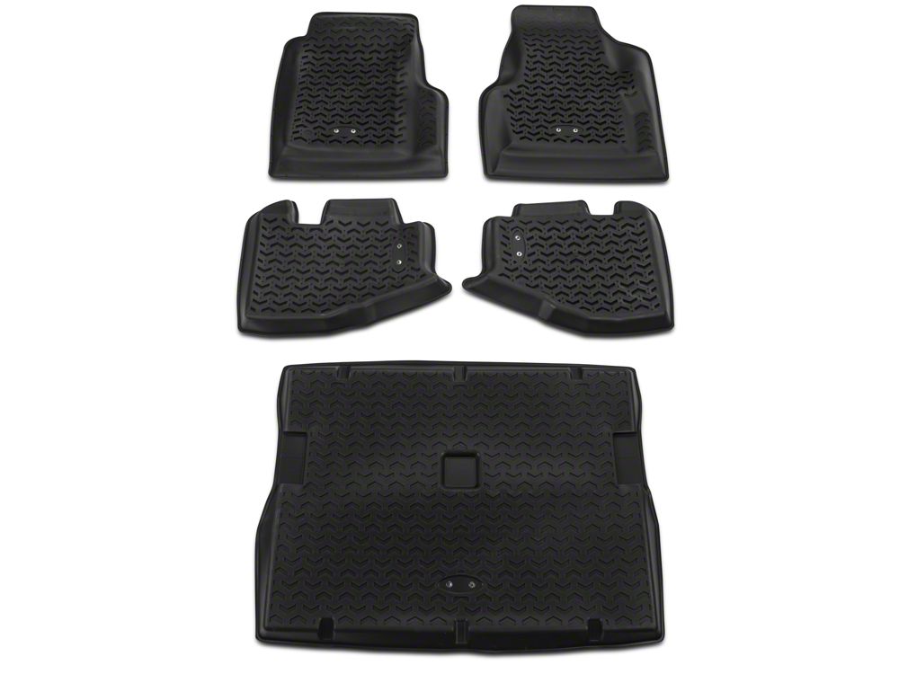 Barricade Front, Rear and Cargo Floor Mats; Black (97-06 Jeep Wrangler TJ)