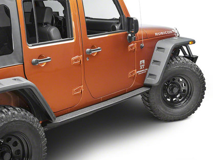 Barricade HD Rock Sliders with LED Rock Lights; Textured Black (07-18 Jeep Wrangler JK 4-Door)
