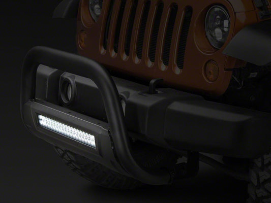 Barricade HD Bull Bar with Skid Plate and 20-Inch Dual-Row LED Light Bar; Textured Black (10-18 Jeep Wrangler JK)