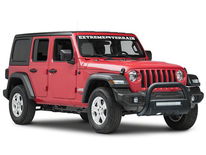 Barricade HD Bull Bar with Skid Plate and 20-Inch Dual Row LED Light Bar; Textured Black (18-25 Jeep Wrangler JL)