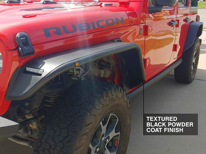 Barricade Tubular Fender Flares with LED DRL and Marker Lights (18-25 Jeep Wrangler JL)