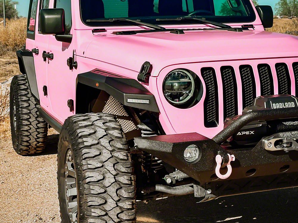 Barricade X-Series Fender Flares with LED DRL and Marker Lights; Black Inserts (18-25 Jeep Wrangler JL)