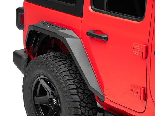 Barricade X-Series Fender Flares with LED DRL and Marker Lights; Black Inserts (18-25 Jeep Wrangler JL)