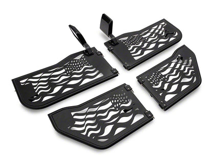 Barricade US Flag Tubular Doors With Mirrors (18-25 Jeep Wrangler JL 4-Door)