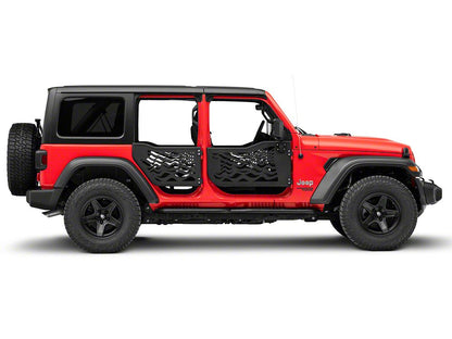 Barricade US Flag Tubular Doors With Mirrors (18-25 Jeep Wrangler JL 4-Door)