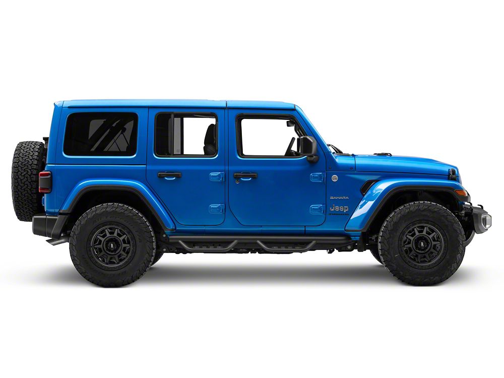 Barricade Tubular Drop Steps; Fine Textured Black (18-25 Jeep Wrangler JL 4-Door)