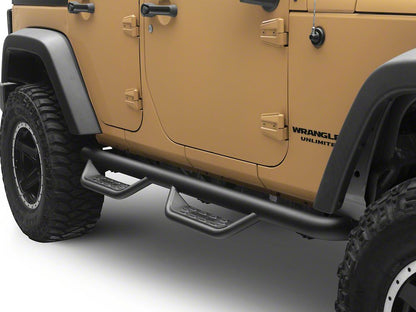 Barricade Tubular Drop Steps; Fine Textured Black (07-18 Jeep Wrangler JK 4-Door)