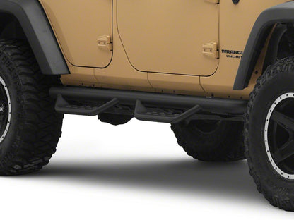 Barricade Tubular Drop Steps; Fine Textured Black (07-18 Jeep Wrangler JK 4-Door)