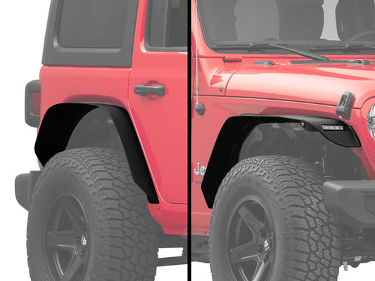Barricade HD Flat Fender Flares with LED DRL and Turn Signal; Front and Rear (18-26 Jeep Wrangler JL)
