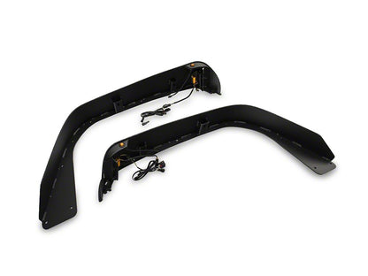 Barricade HD Flat Fender Flares with LED DRL and Turn Signal; Front and Rear (18-26 Jeep Wrangler JL)