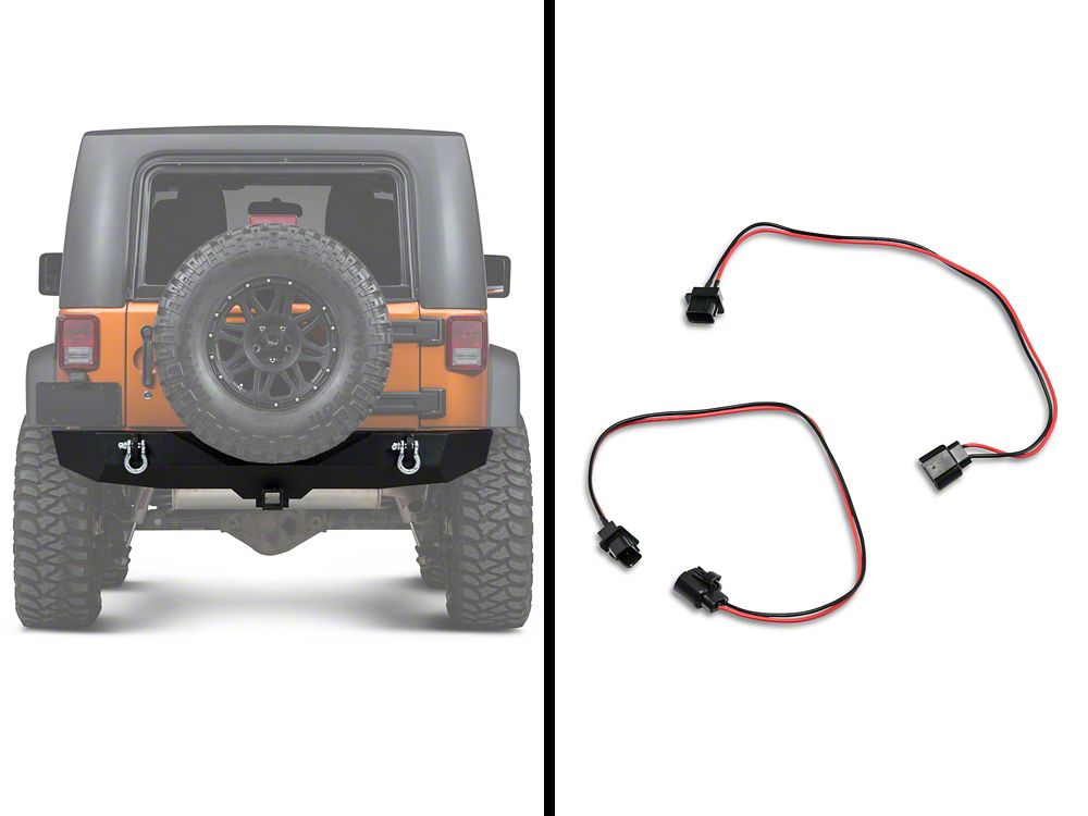 Barricade Trail Force HD Rear Bumper with 18-Inch Fog Light Extension Harness (07-18 Jeep Wrangler JK)