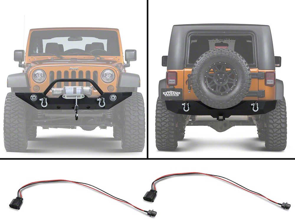 Barricade Trail Force HD Front and Rear Bumpers with 18-Inch Fog Light Extension Harness (11-18 Jeep Wrangler JK)