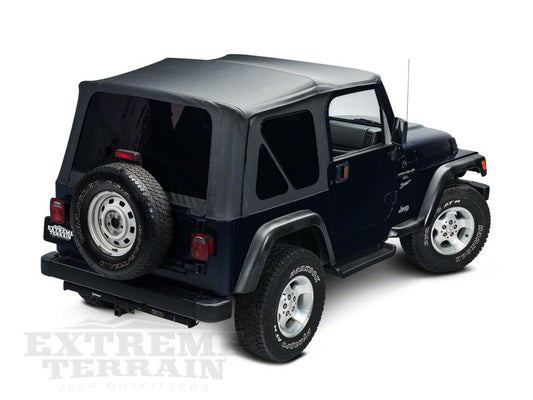 Barricade Replacement Soft Top with Tinted Windows for Half Doors w/ Door Skins; Black Diamond (97-06 Jeep Wrangler TJ)