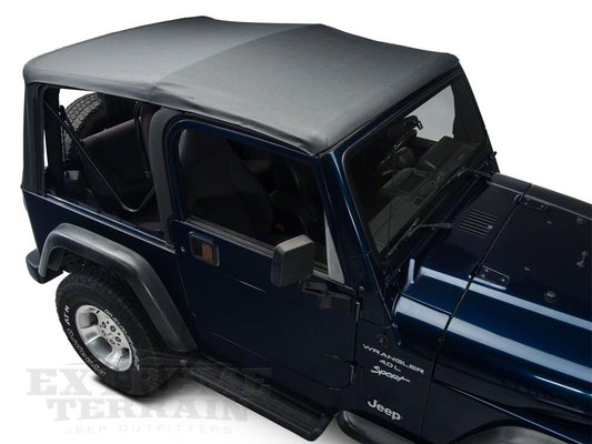 Barricade Replacement Soft Top with Tinted Windows for Half Doors w/ Door Skins; Black Diamond (97-06 Jeep Wrangler TJ)