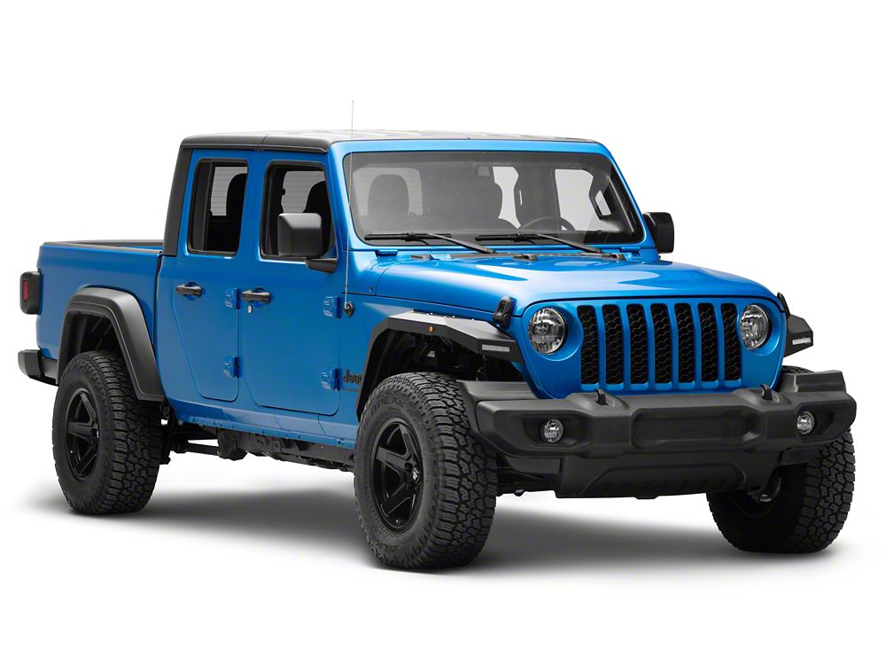 Barricade X-Series Front Fender Flares with LED DRL and Marker Lights; Black Inserts (20-25 Jeep Gladiator JT)