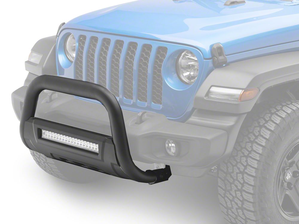 Barricade HD Bull Bar with Skid Plate and 20-Inch Dual Row LED Light Bar; Textured Black (20-25 Jeep Gladiator JT, Excluding Mojave)