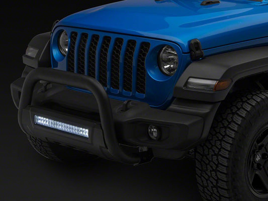 Barricade HD Bull Bar with Skid Plate and 20-Inch Dual Row LED Light Bar; Textured Black (20-25 Jeep Gladiator JT, Excluding Mojave)