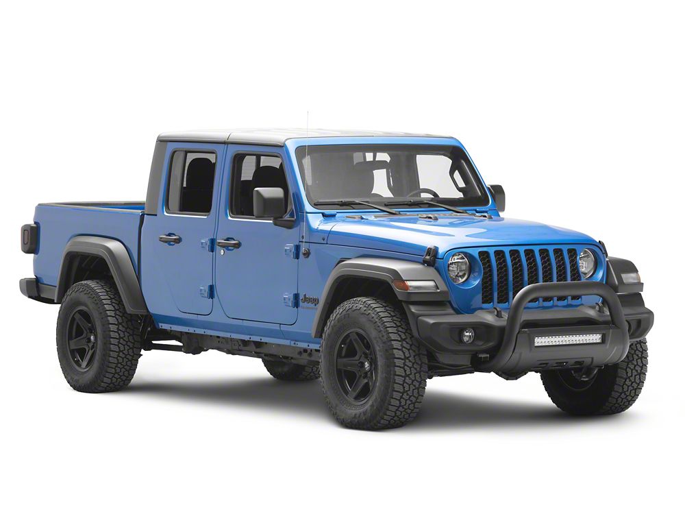 Barricade HD Bull Bar with Skid Plate and 20-Inch Dual Row LED Light Bar; Textured Black (20-25 Jeep Gladiator JT, Excluding Mojave)