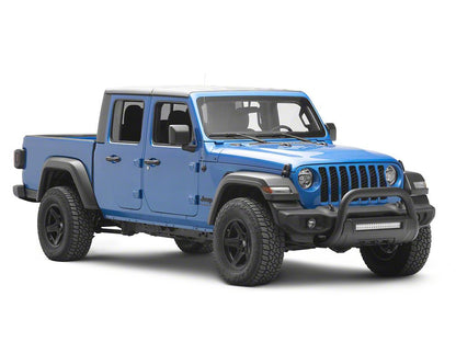 Barricade HD Bull Bar with Skid Plate and 20-Inch Dual Row LED Light Bar; Textured Black (20-25 Jeep Gladiator JT, Excluding Mojave)