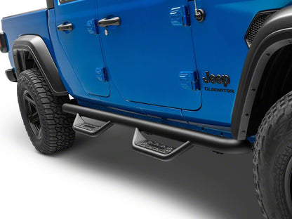 Barricade Tubular Drop Steps; Fine Textured Black (20-25 Jeep Gladiator JT)