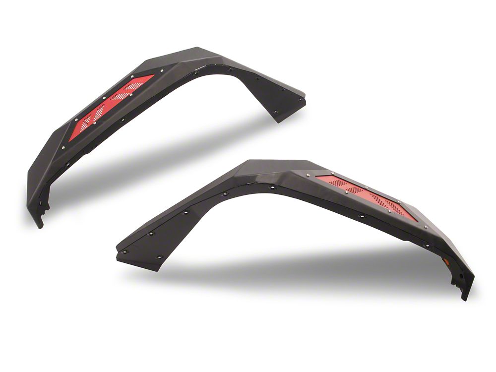Barricade X-Series Front Fender Flares; Red Mesh (20-25 Jeep Gladiator JT)