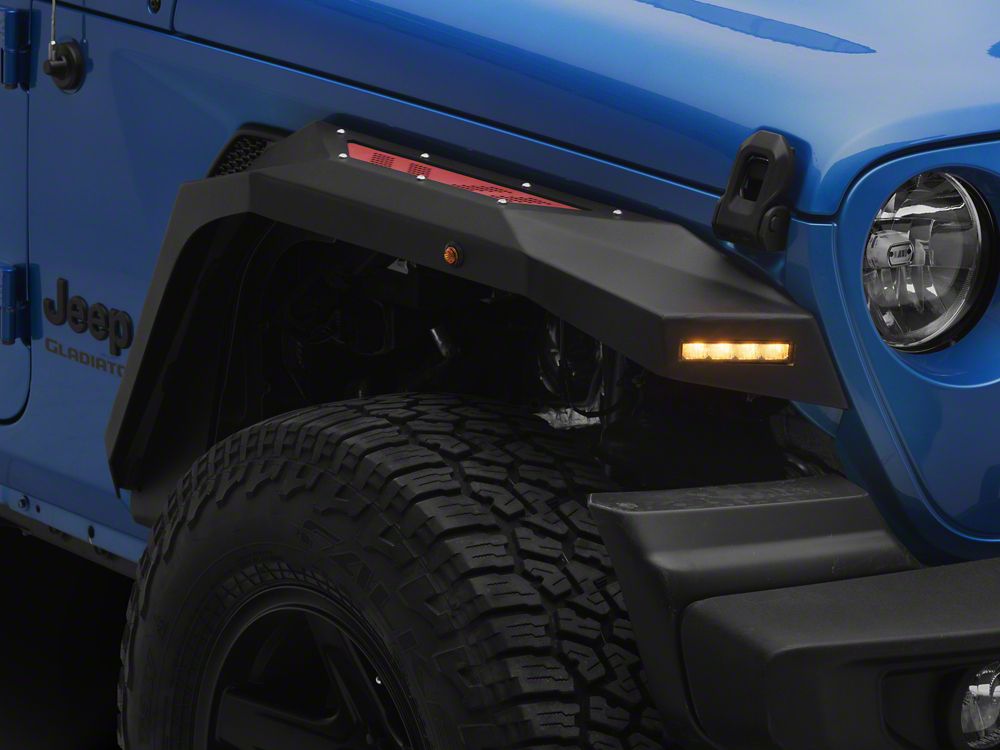 Barricade X-Series Front Fender Flares; Red Mesh (20-25 Jeep Gladiator JT)