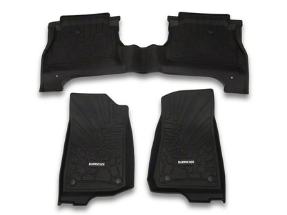 Barricade Custom Fit All-Weather Front and Rear Floor Liners; Black (20-25 Jeep Gladiator JT w/o Rear Underseat Storage)
