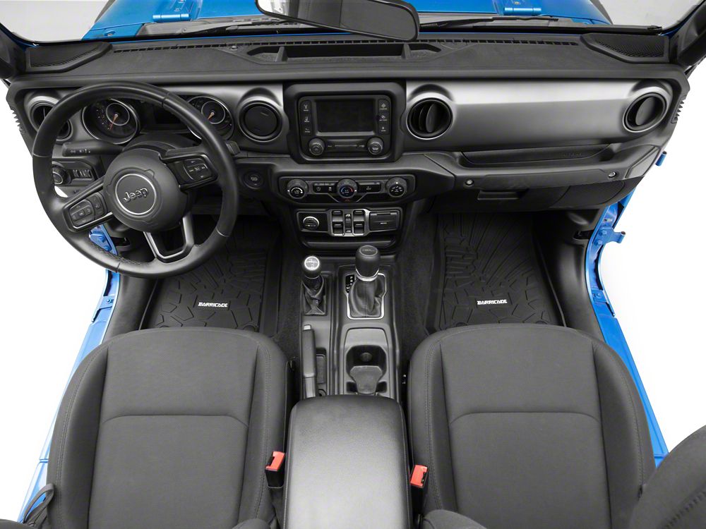 Barricade Custom Fit All-Weather Front and Rear Floor Liners; Black (20-25 Jeep Gladiator JT w/o Rear Underseat Storage)