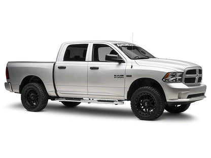 Barricade 5-Inch Oval Bent End Side Step Bars; Stainless Steel (09-18 RAM 1500 Quad Cab, Crew Cab)