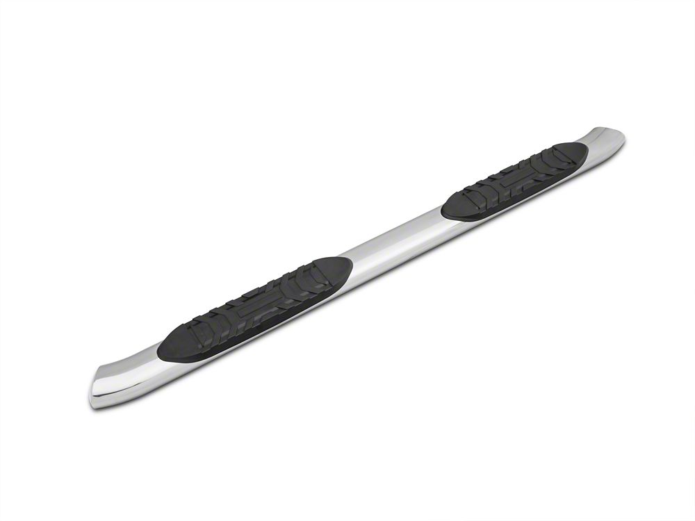 Barricade 5-Inch Oval Bent End Side Step Bars; Stainless Steel (09-18 RAM 1500 Quad Cab, Crew Cab)