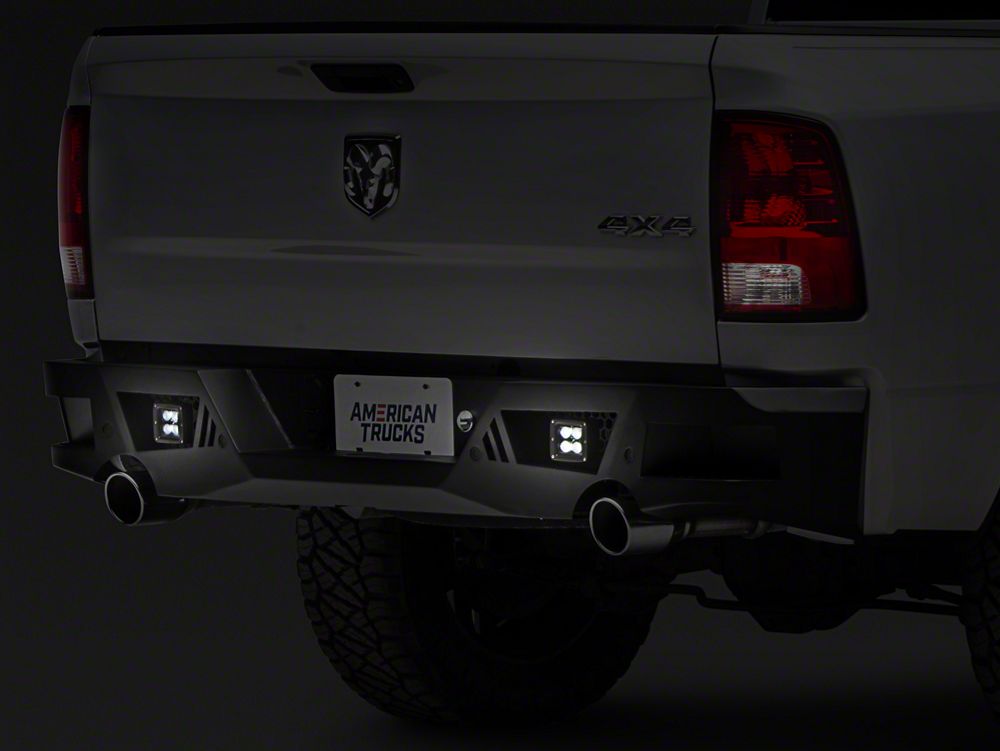Barricade Extreme HD Rear Bumper with LED Spot Lights; Textured Black (09-18 RAM 1500)