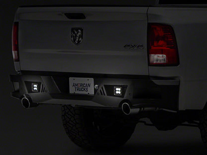 Barricade Extreme HD Rear Bumper with LED Spot Lights; Textured Black (09-18 RAM 1500)