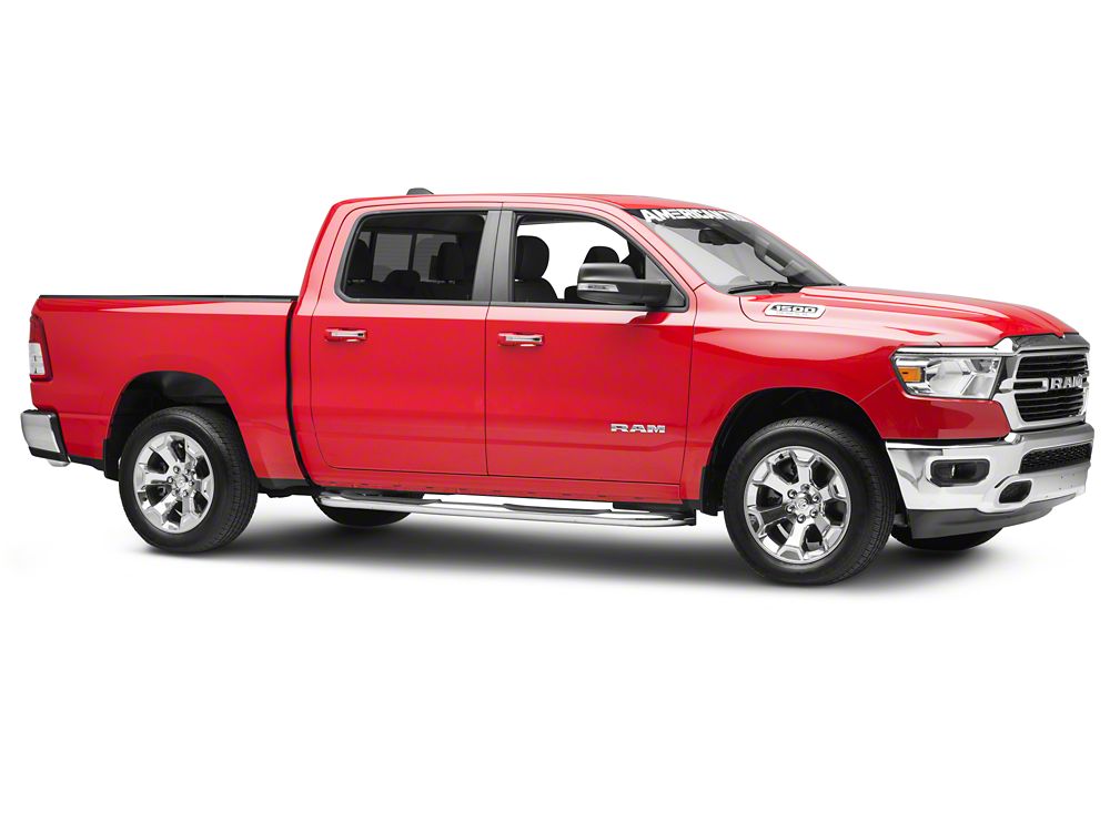 Barricade 4-Inch Oval Bent End Side Step Bars; Stainless Steel (19-25 RAM 1500 Crew Cab)