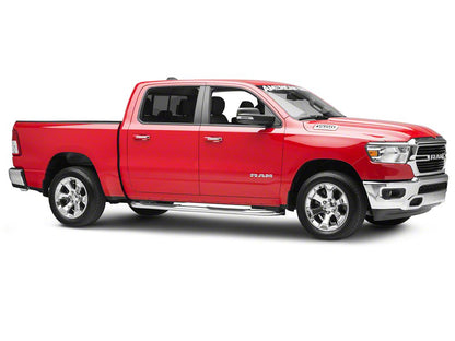 Barricade 4-Inch Oval Bent End Side Step Bars; Stainless Steel (19-25 RAM 1500 Crew Cab)