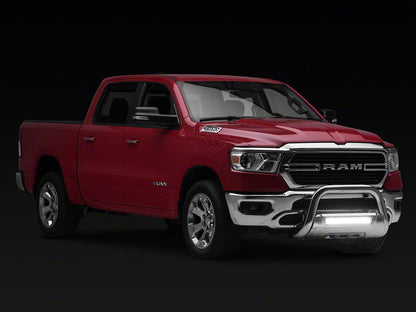 Barricade 3.50-Inch Oval Bull Bar with Skid Plate and 20-Inch LED Light Bar; Stainless Steel (19-24 RAM 1500, Excluding Rebel & TRX)