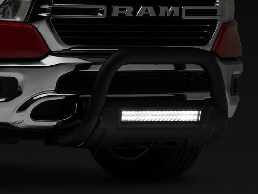 Barricade 3.50-Inch Bull Bar with Skid Plate and 20-Inch LED Light Bar; Textured Black (19-24 RAM 1500, Excluding Rebel & TRX)