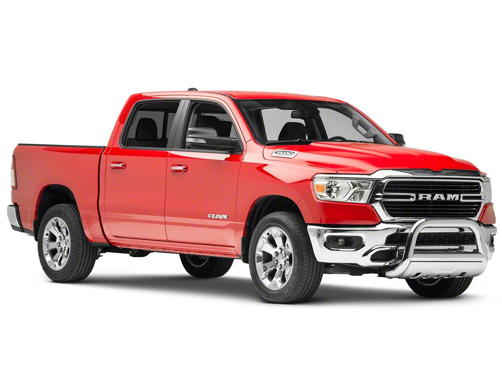 Barricade 3.50-Inch Oval Bull Bar with Skid Plate; Stainless Steel (19-24 RAM 1500, Excluding Rebel & TRX)
