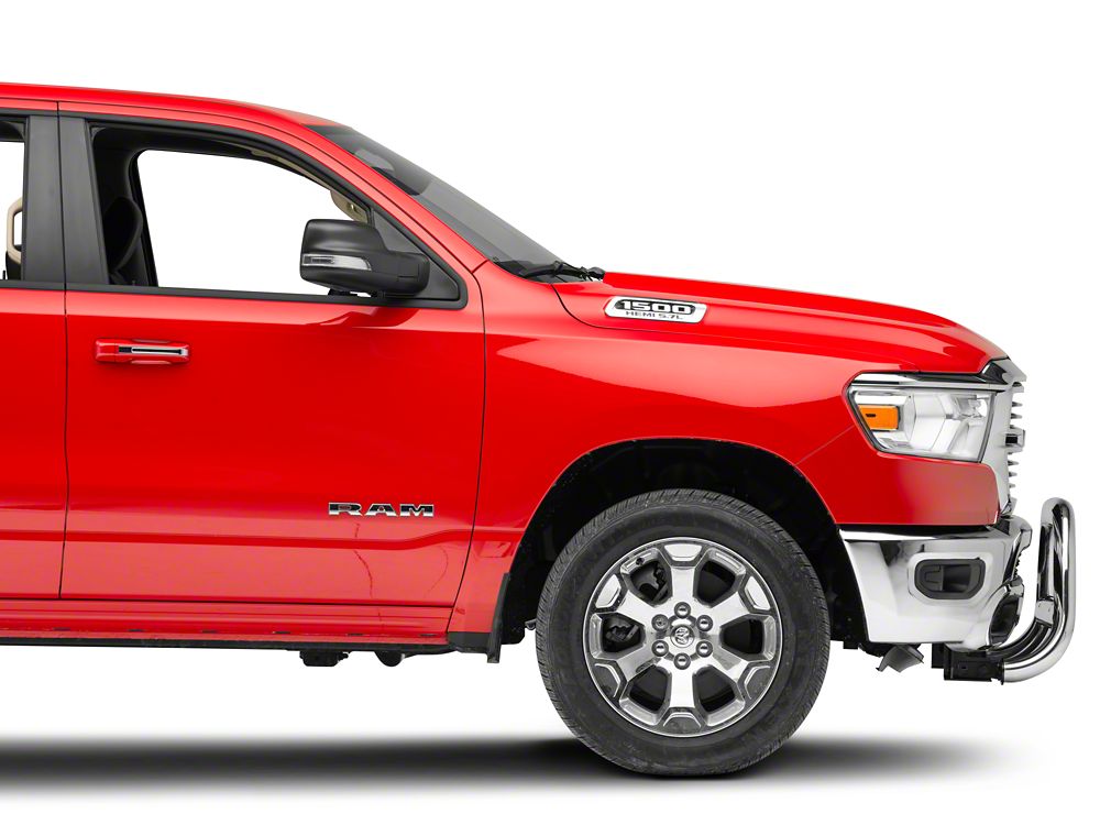 Barricade 3.50-Inch Oval Bull Bar with Skid Plate; Stainless Steel (19-24 RAM 1500, Excluding Rebel & TRX)
